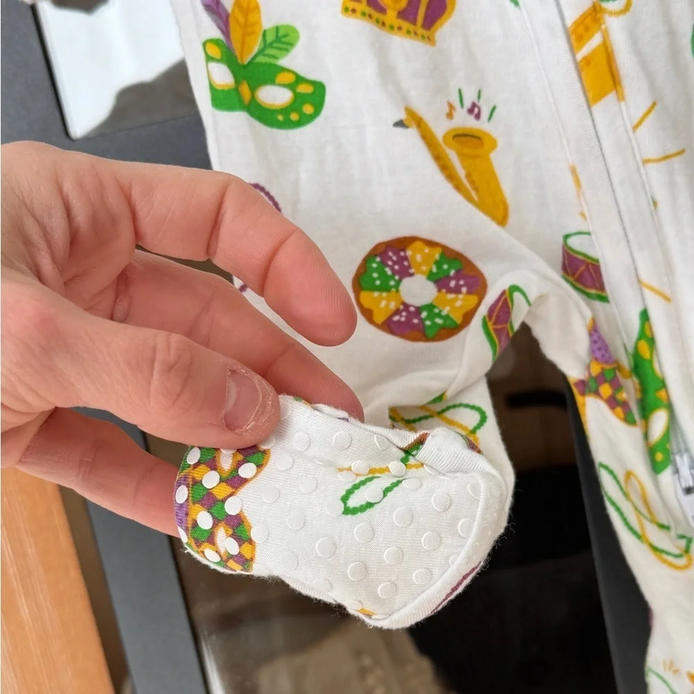 Angel dear mardi gras footies zippy newborn louisiana bamboo unisex baby nola